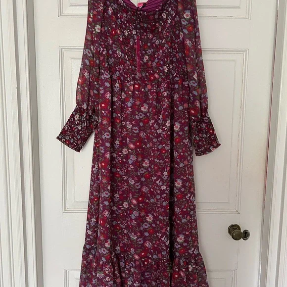 Betsey Johnson Pink and Purple Long Sleeve Ruffled Dress - Picture 4 of 4